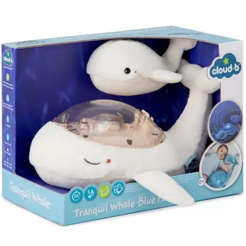 Cloud b Peluche>Peluche Veilleuse Tranquil Whale Family White