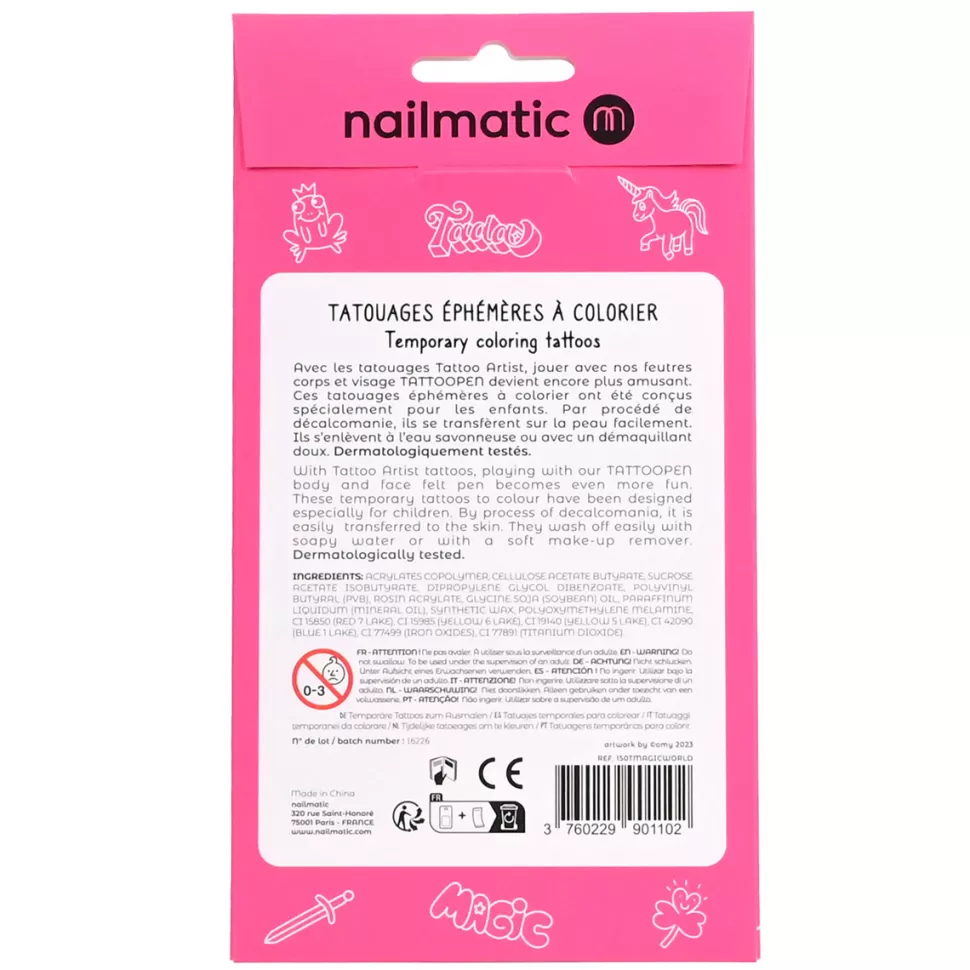 Nailmatic Déguisement & Maquillage>Planche de Tatouages à Colorier - Magic World