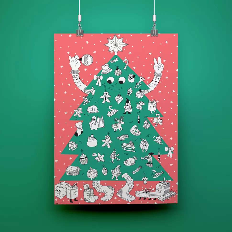 Omy Loisirs Créatifs>Poster Géant à Colorier et Stickers - Sapin Géant