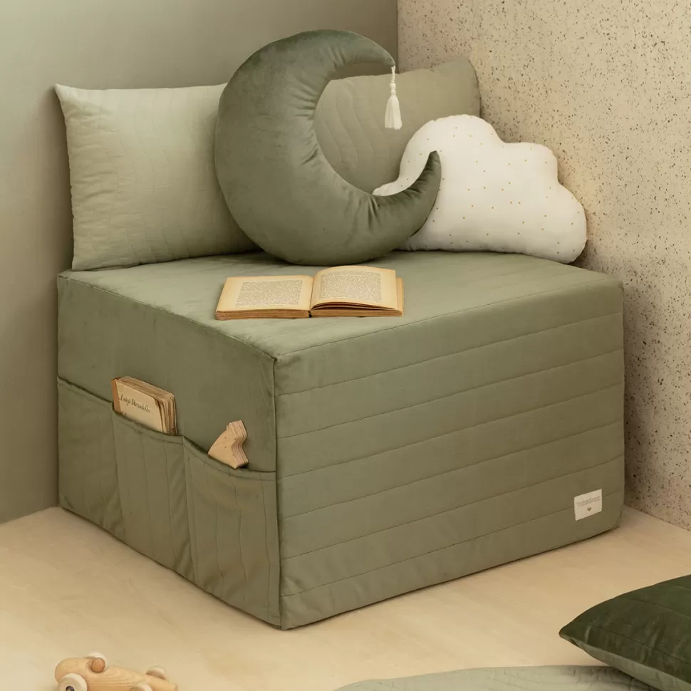 Nobodinoz Meuble Bébé>Pouf Chauffeuse Velvet - Olive Green