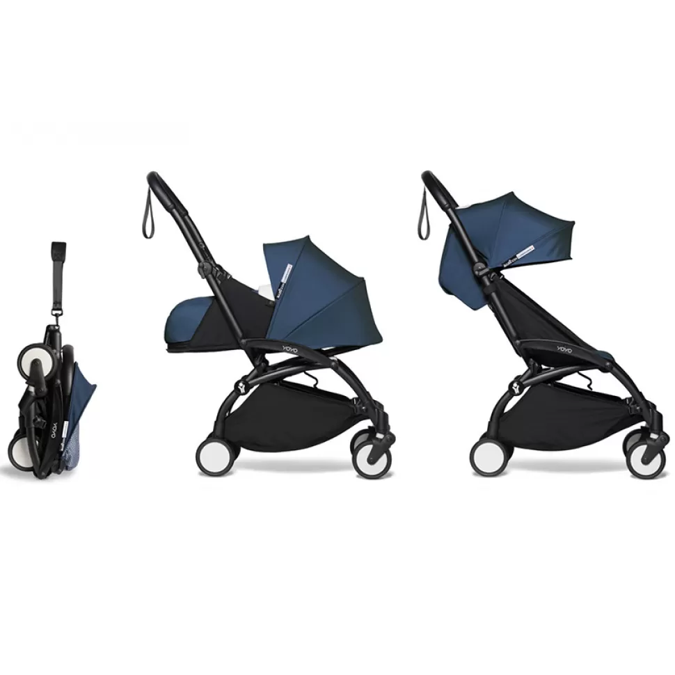 Stokke Poussette Compacte>Poussette YOYO³ Complète 0+ et 6 Châssis Noir - Bleu Air France