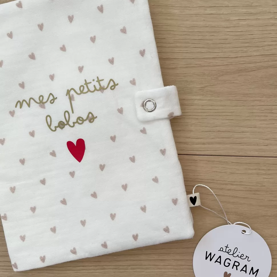 Atelier Wagram Textile>Protège-carnet de Santé - Coeurs Mes Petits Bobos