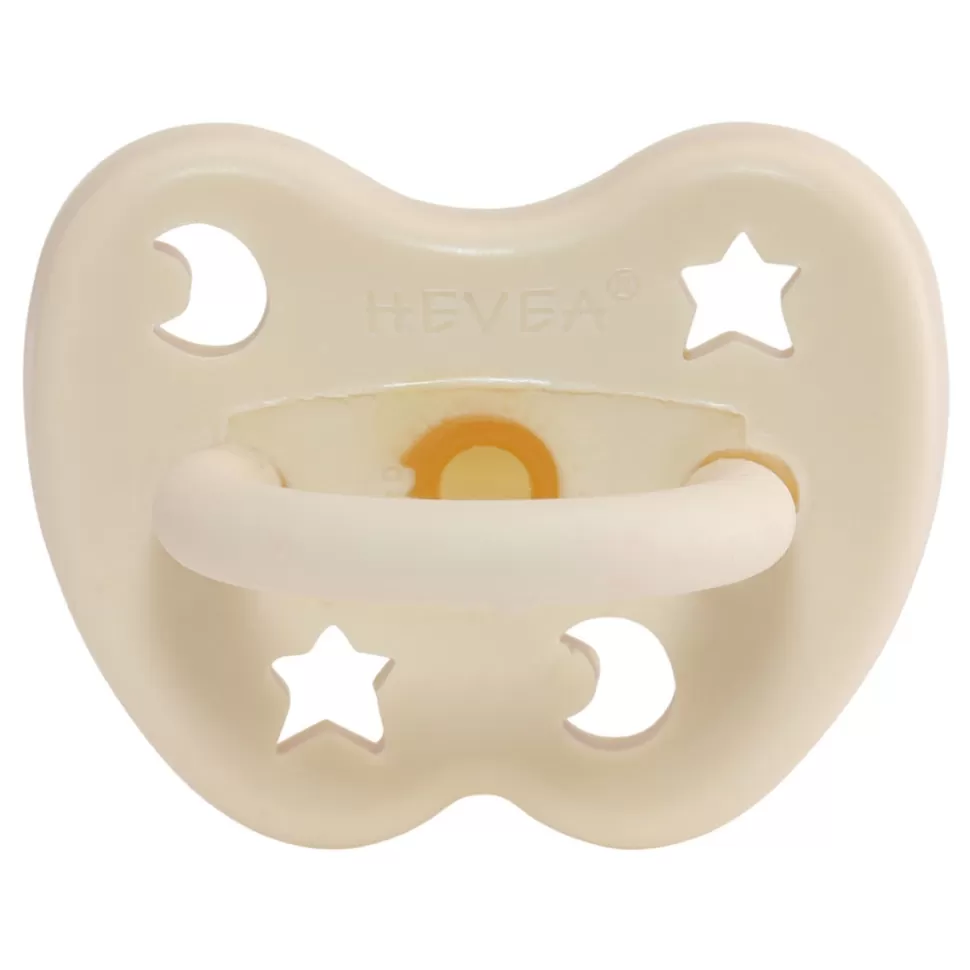 HEVEA Succion>Tétine Physiologique Lunes et Etoiles Milky White - 3/36 Mois